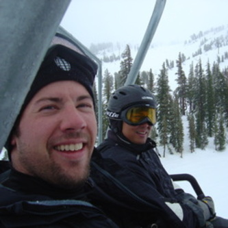 With my friend Gary heading up the mountain at Mammoth