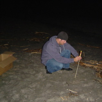 Lighting off bottle rockets one night after diving