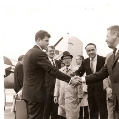 Ted Kennedy thanking my Father at an airport in  Munich, Germany for his work on  JFK's presidential campaign in 1961