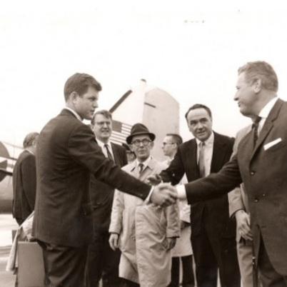 Ted Kennedy thanking my Father at an airport in  Munich, Germany for his work on  JFK's presidential campaign in 1961